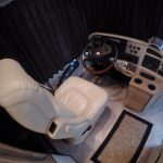 overhead of bus cockpit and captains chair